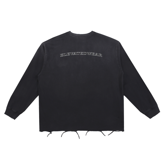 "MMXXV" Snow Wash Raw Edge Cotton T-Shirt | ELEVATEDWEAR