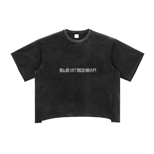 "ELEVATE, ADAPT, OVERCOME" Raw Edge Snow Washed Boxy T-Shirt | ELEVATEDWEAR