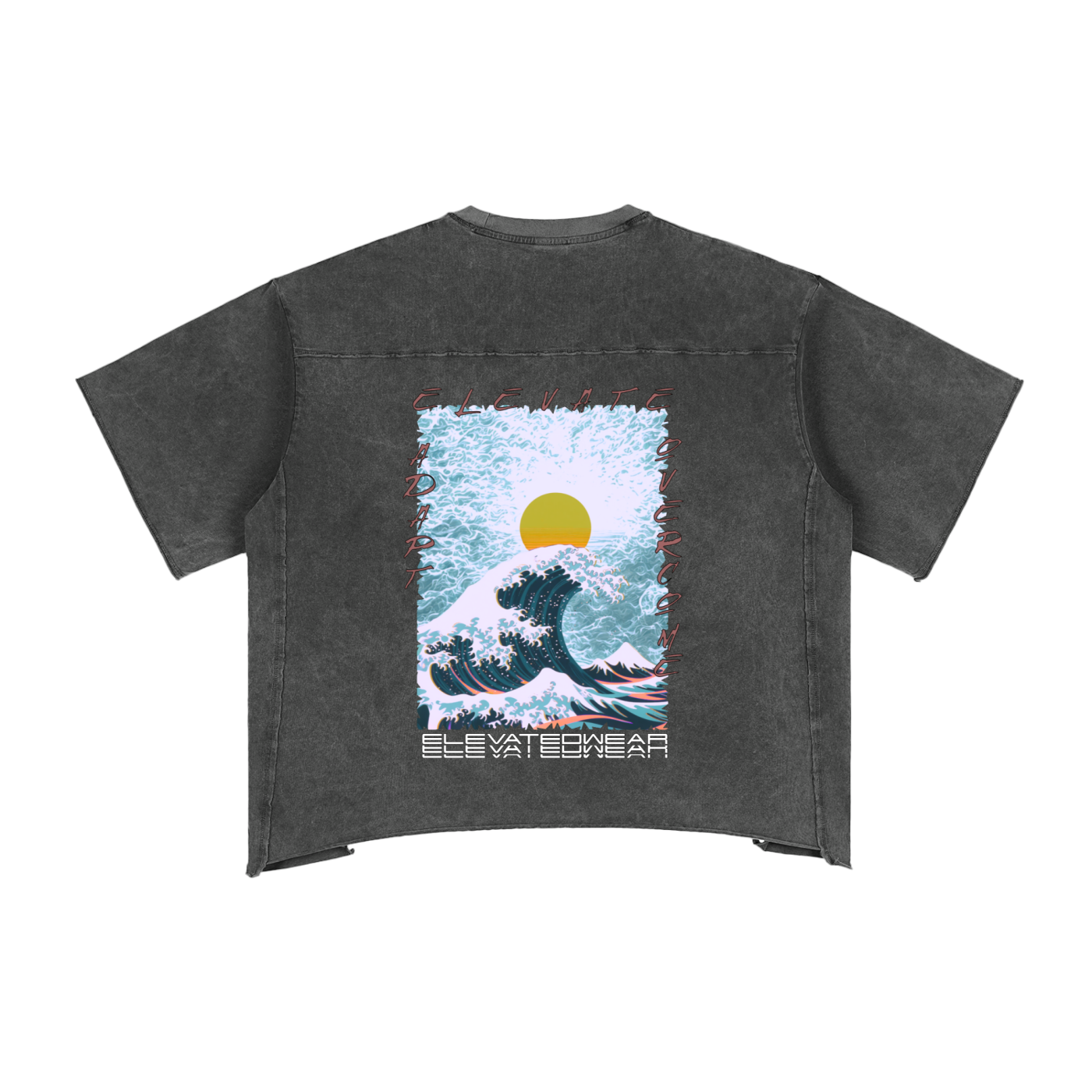 "ELEVATE" Raw Edge Snow Washed Boxy T-Shirt | ELEVATEDWEAR