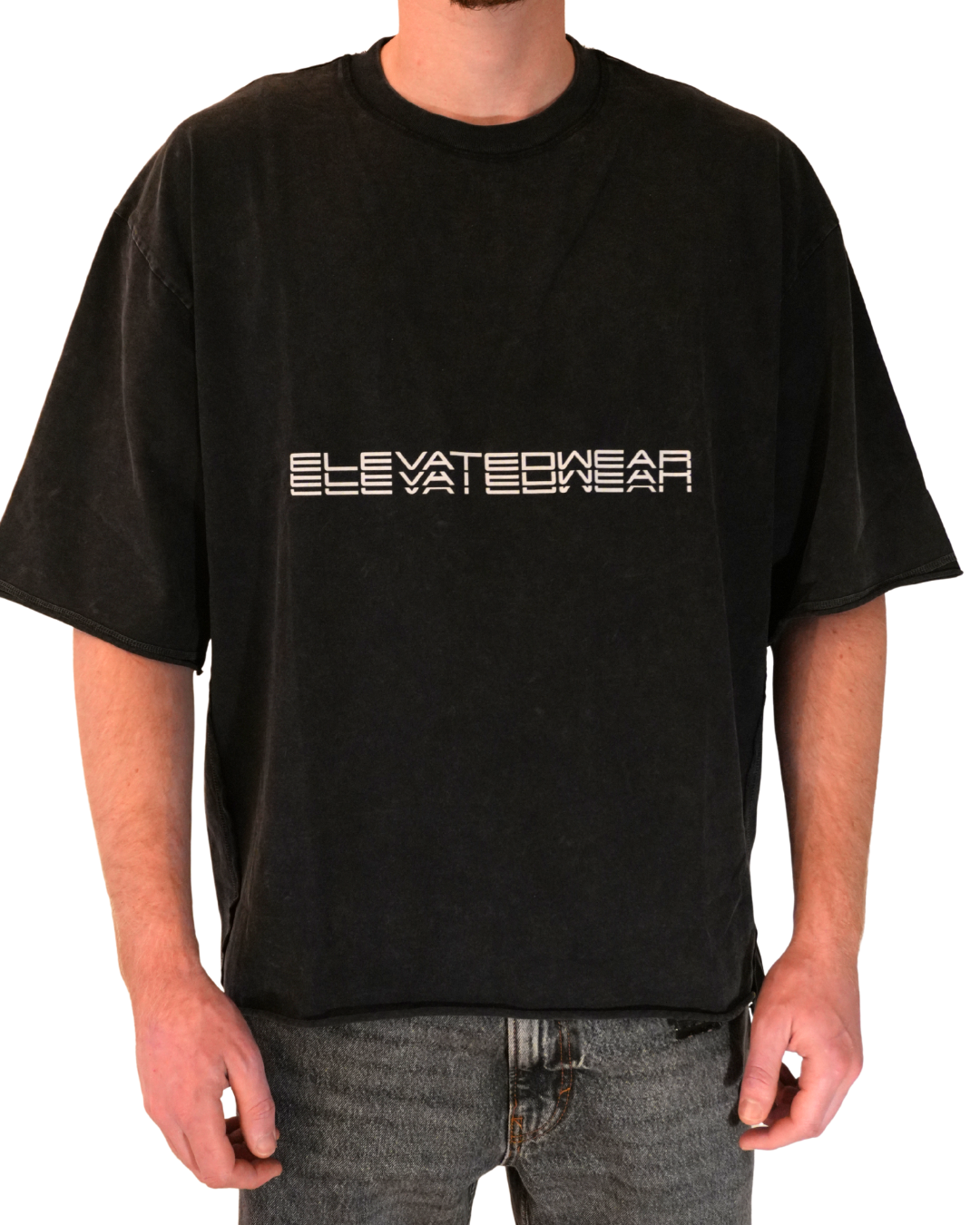 T-shirt oversize "boxy" délavé à bords francs « ELEVATE » | ELEVATEDWEAR