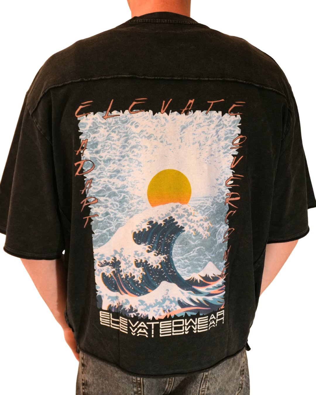 T-shirt oversize "boxy" délavé à bords francs « ELEVATE » | ELEVATEDWEAR