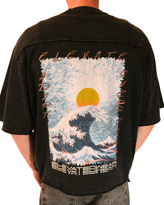 T-shirt oversize "boxy" délavé à bords francs « ELEVATE » | ELEVATEDWEAR