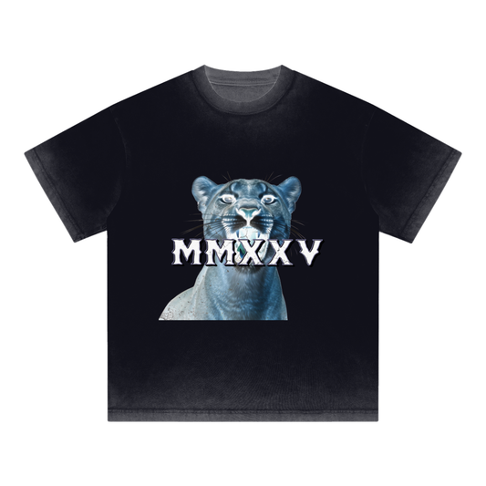 "MMXXV" Reverse Dyed Loose Cotton T-Shirt | ELEVATEDWEAR