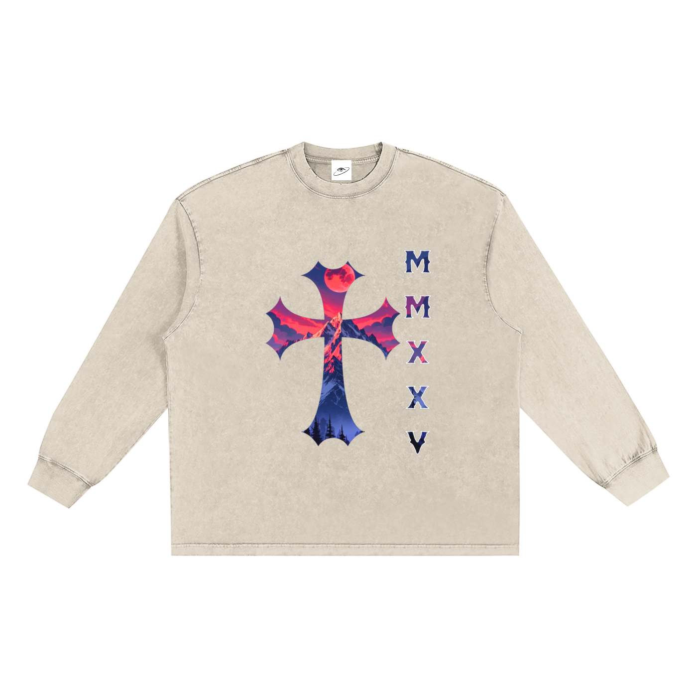 T-shirt oversize à manches longues « MMXXV » délavé à la neige | ELEVATEDWEAR