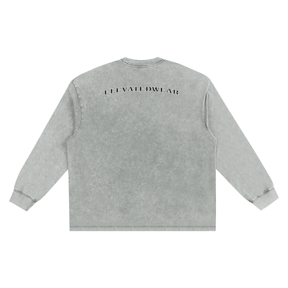"MMXXV" Snow Washed Oversize Long Sleeve T-shirt | ELEVATEDWEAR