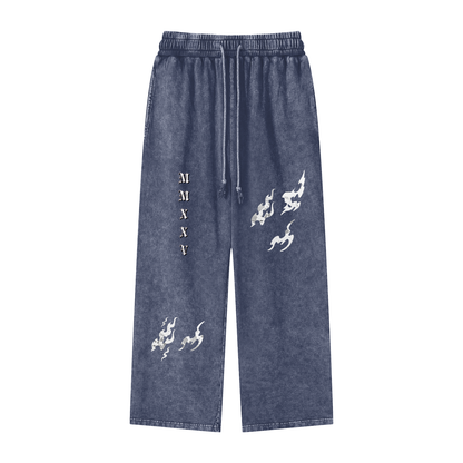 Pantalon Jogger droit délavé à l'acide « MMXXV » de qualité supérieure | ELEVATEDWEAR
