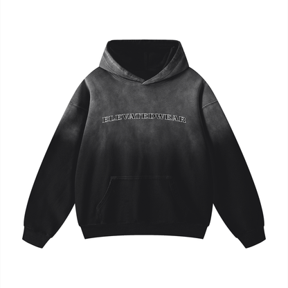 Black hoodie with 'Elevatedwear' text on a white background