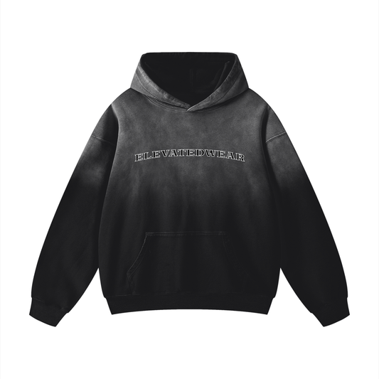 Black hoodie with 'Elevatedwear' text on a white background