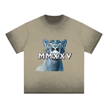"MMXXV" Reverse Dyed Loose Cotton T-Shirt | ELEVATEDWEAR