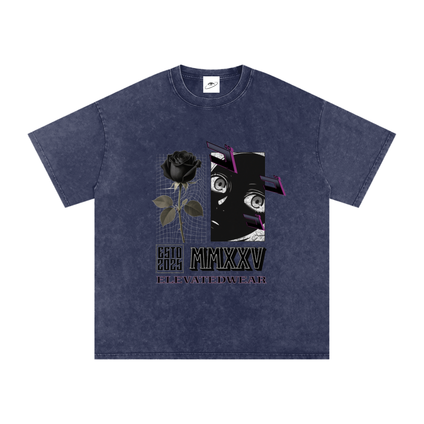 "MMXXV" Snow Washed Oversized Cotton T-Shirt | ELEVATEDWEAR