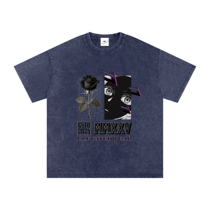 "MMXXV" Snow Washed Oversized Cotton T-Shirt | ELEVATEDWEAR