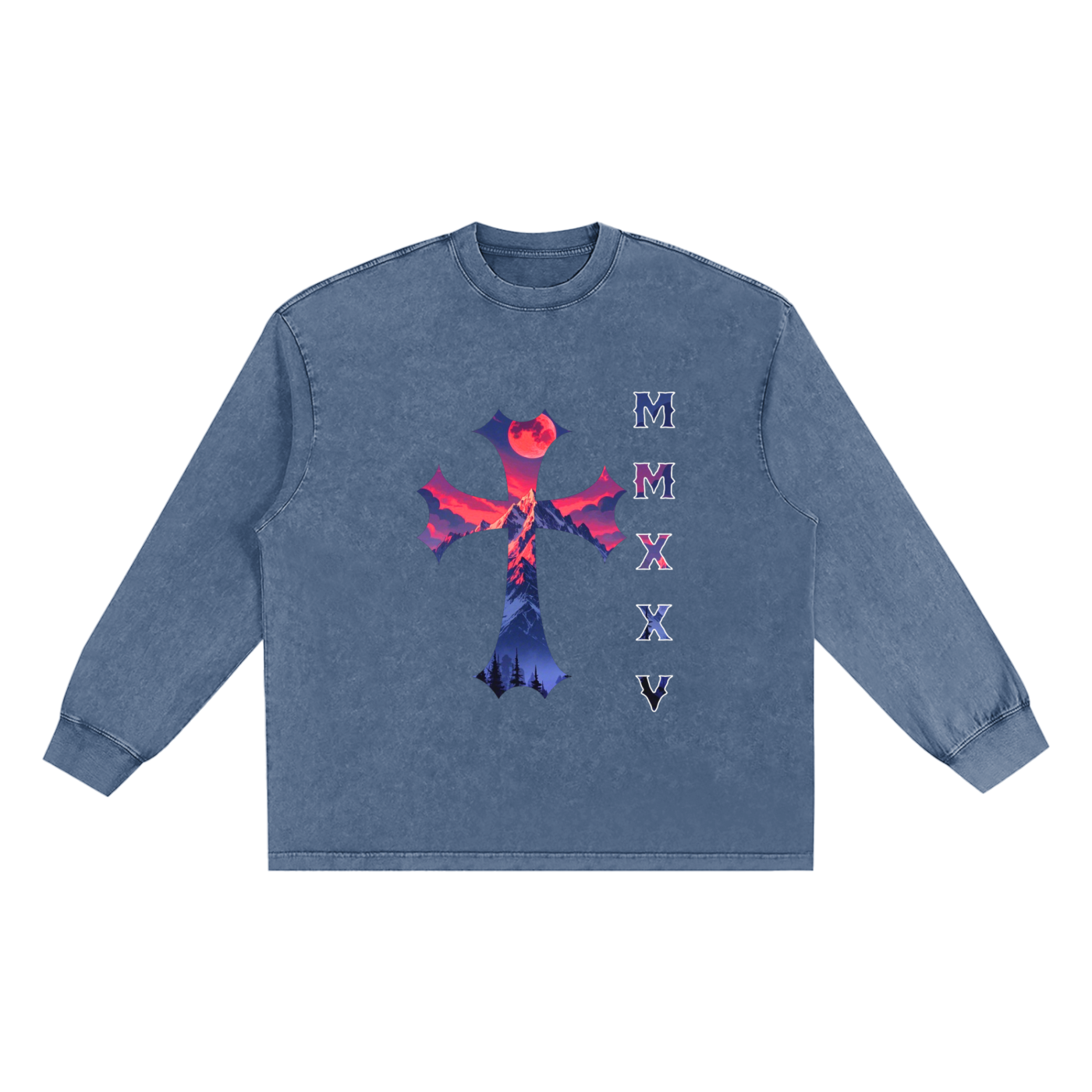 T-shirt oversize à manches longues « MMXXV » délavé à la neige | ELEVATEDWEAR