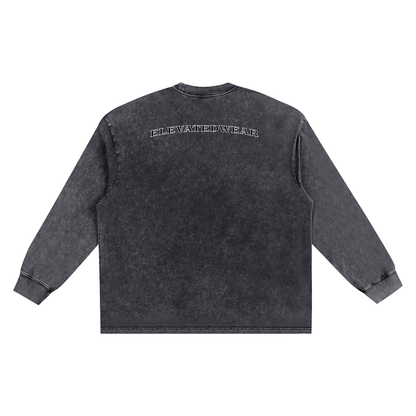 "MMXXV" Snow Washed Oversize Long Sleeve T-shirt | ELEVATEDWEAR