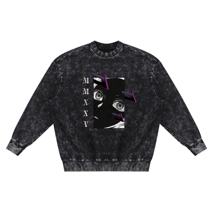 Sweat-shirt effiloché à la main « MMXXV » de qualité supérieure, délavé à la neige | ELEVATEDWEAR