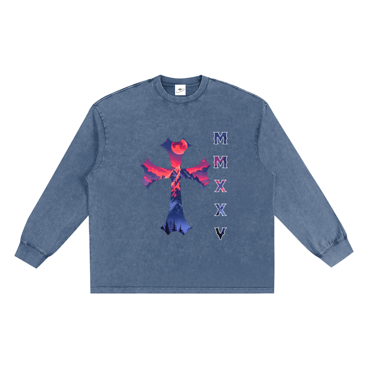 T-shirt oversize à manches longues « MMXXV » délavé à la neige | ELEVATEDWEAR