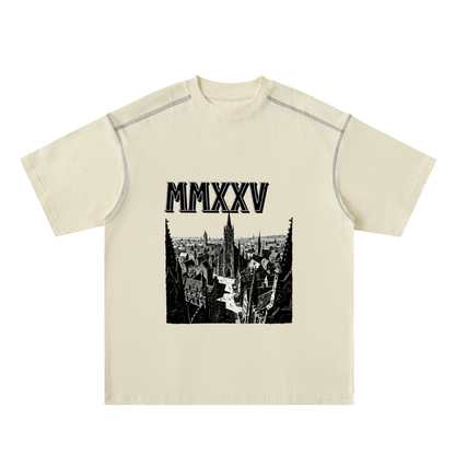T-shirt oversize en coton à coutures contrastées « MMXXV » | ELEVATEDWEAR