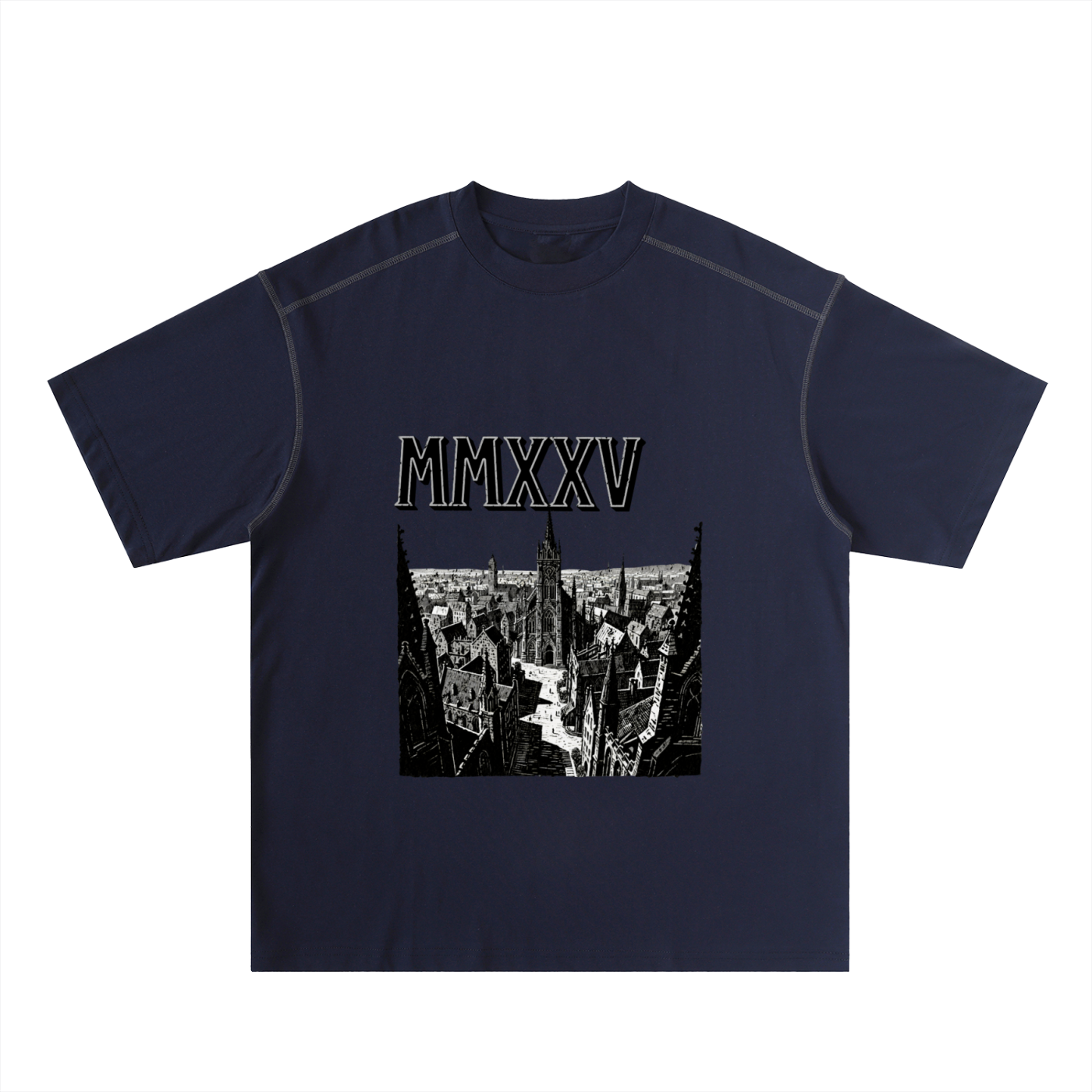 T-shirt oversize en coton à coutures contrastées « MMXXV » | ELEVATEDWEAR