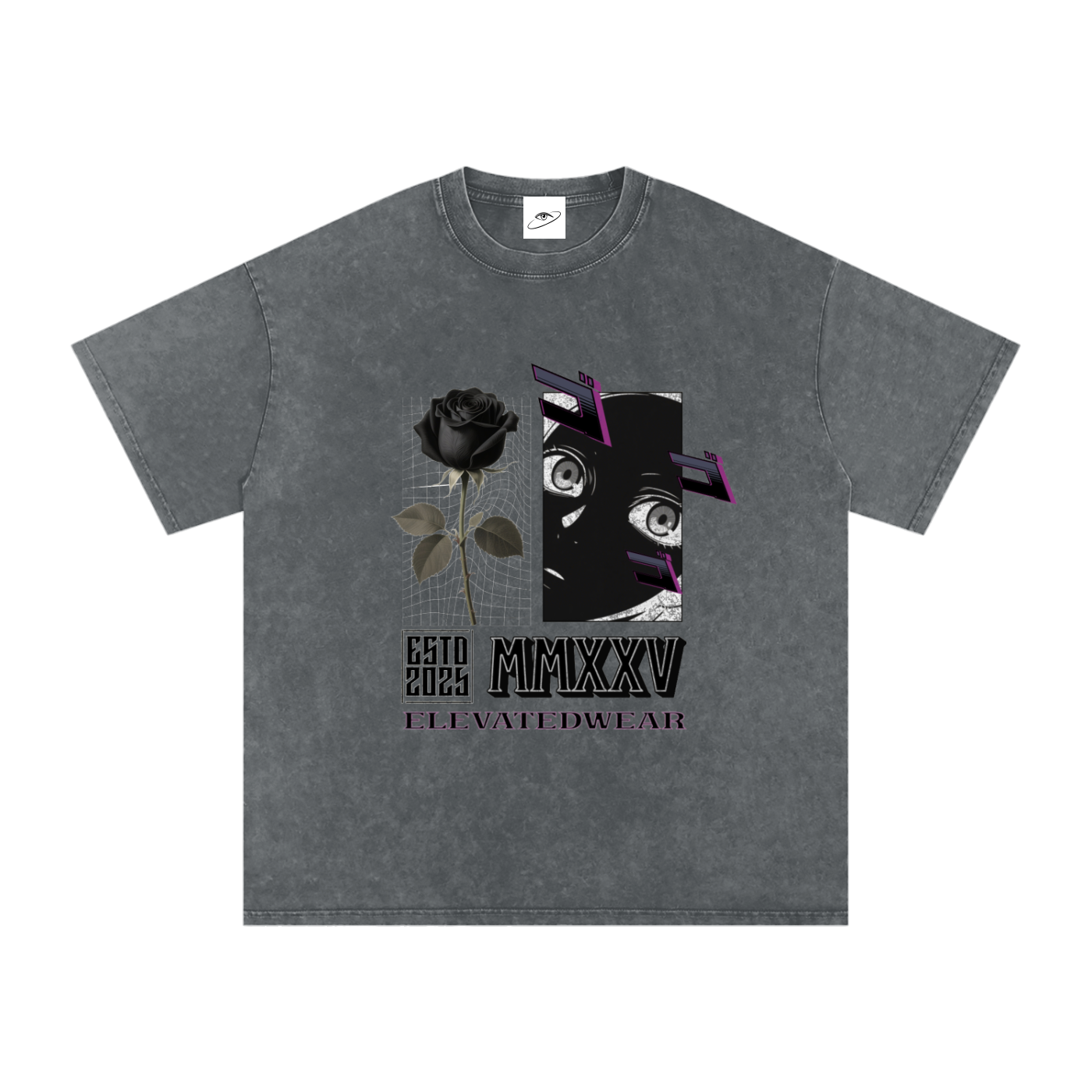 "MMXXV" Snow Washed Oversized Cotton T-Shirt | ELEVATEDWEAR