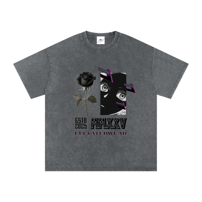 "MMXXV" Snow Washed Oversized Cotton T-Shirt | ELEVATEDWEAR