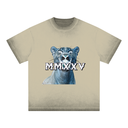 "MMXXV" Reverse Dyed Loose Cotton T-Shirt | ELEVATEDWEAR