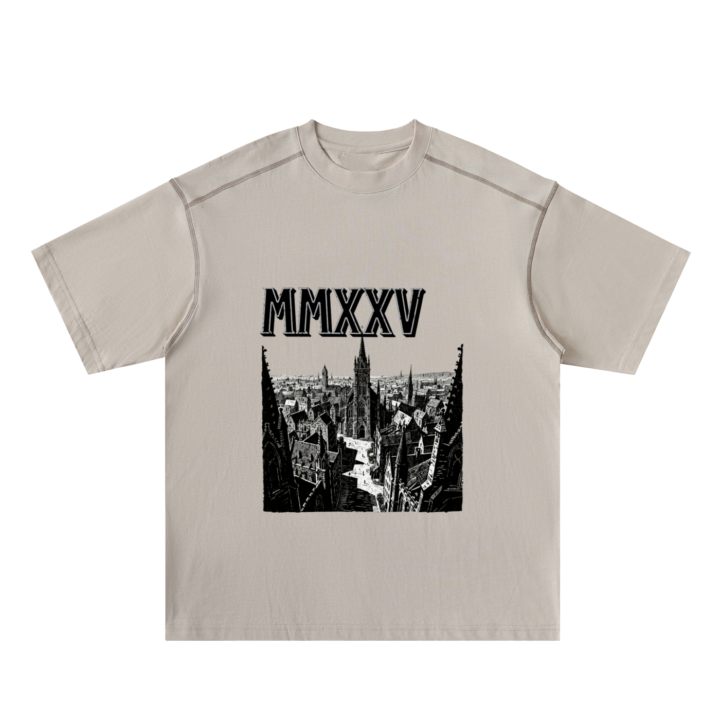 T-shirt oversize en coton à coutures contrastées « MMXXV » | ELEVATEDWEAR