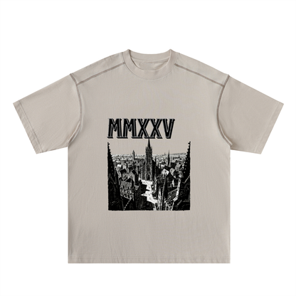T-shirt oversize en coton à coutures contrastées « MMXXV » | ELEVATEDWEAR