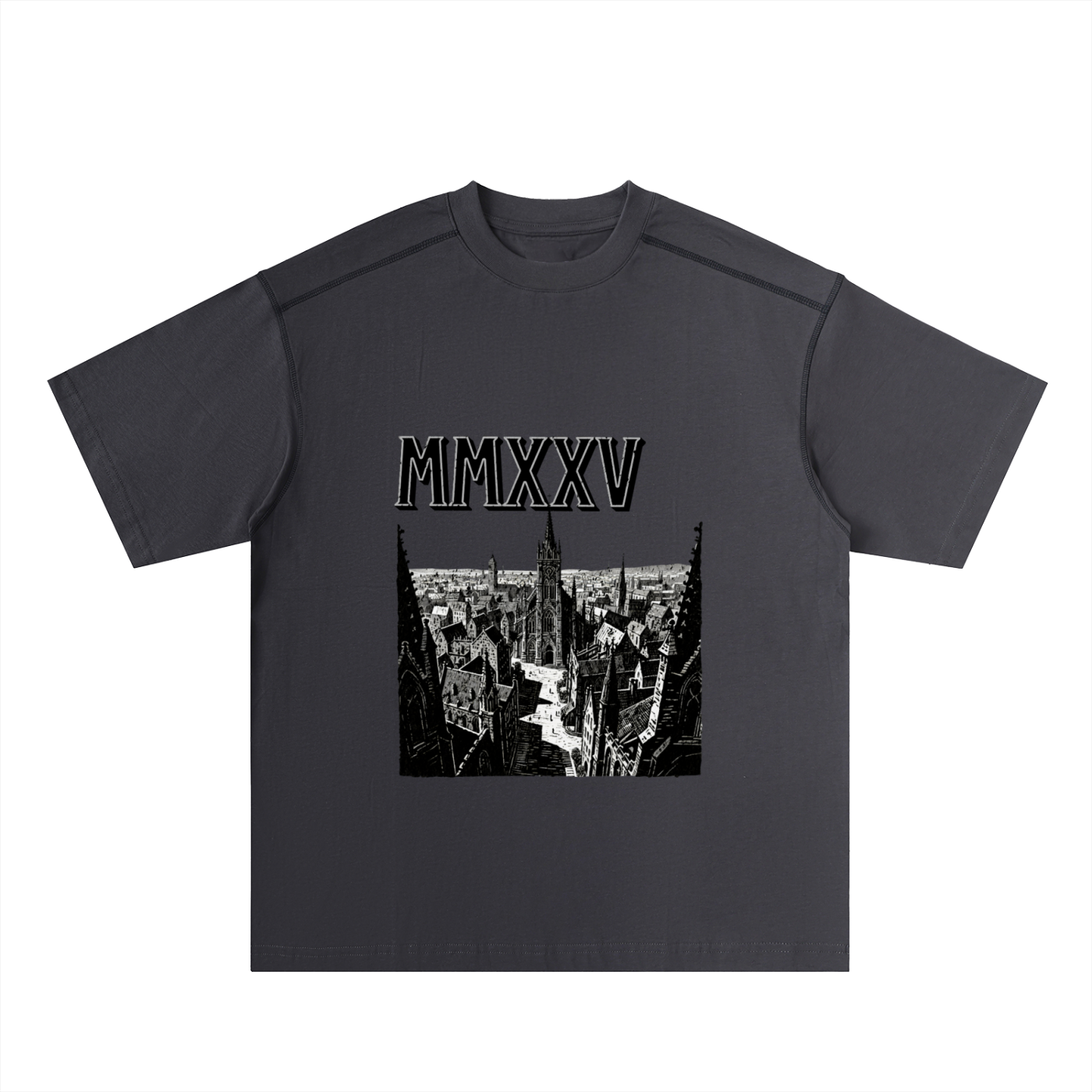 T-shirt oversize en coton à coutures contrastées « MMXXV » | ELEVATEDWEAR