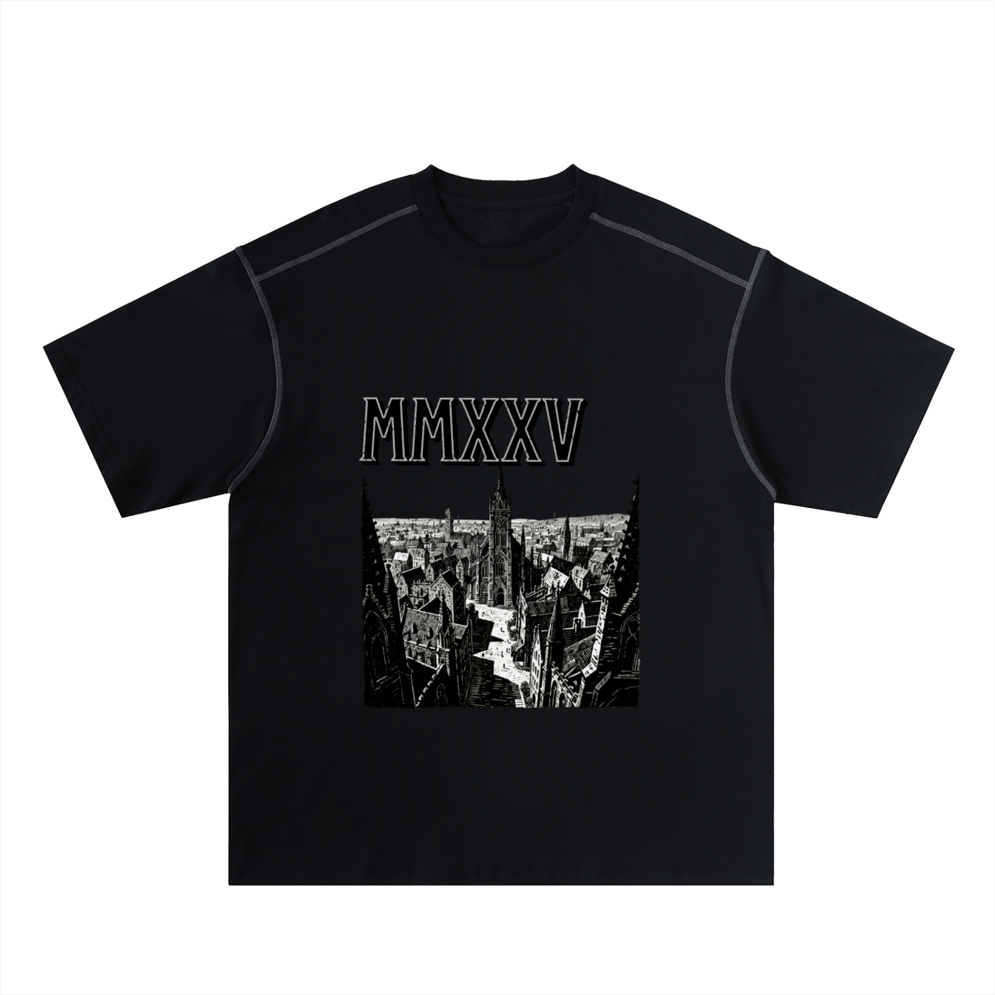 T-shirt oversize en coton à coutures contrastées « MMXXV » | ELEVATEDWEAR