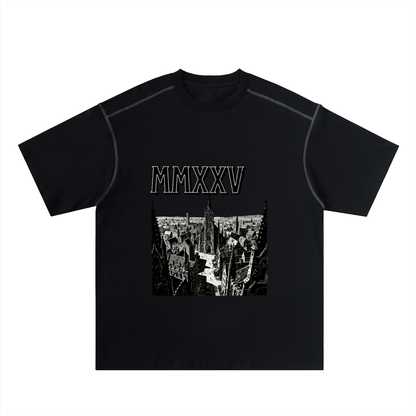 T-shirt oversize en coton à coutures contrastées « MMXXV » | ELEVATEDWEAR