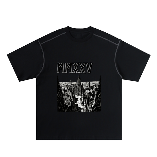 T-shirt oversize en coton à coutures contrastées « MMXXV » | ELEVATEDWEAR