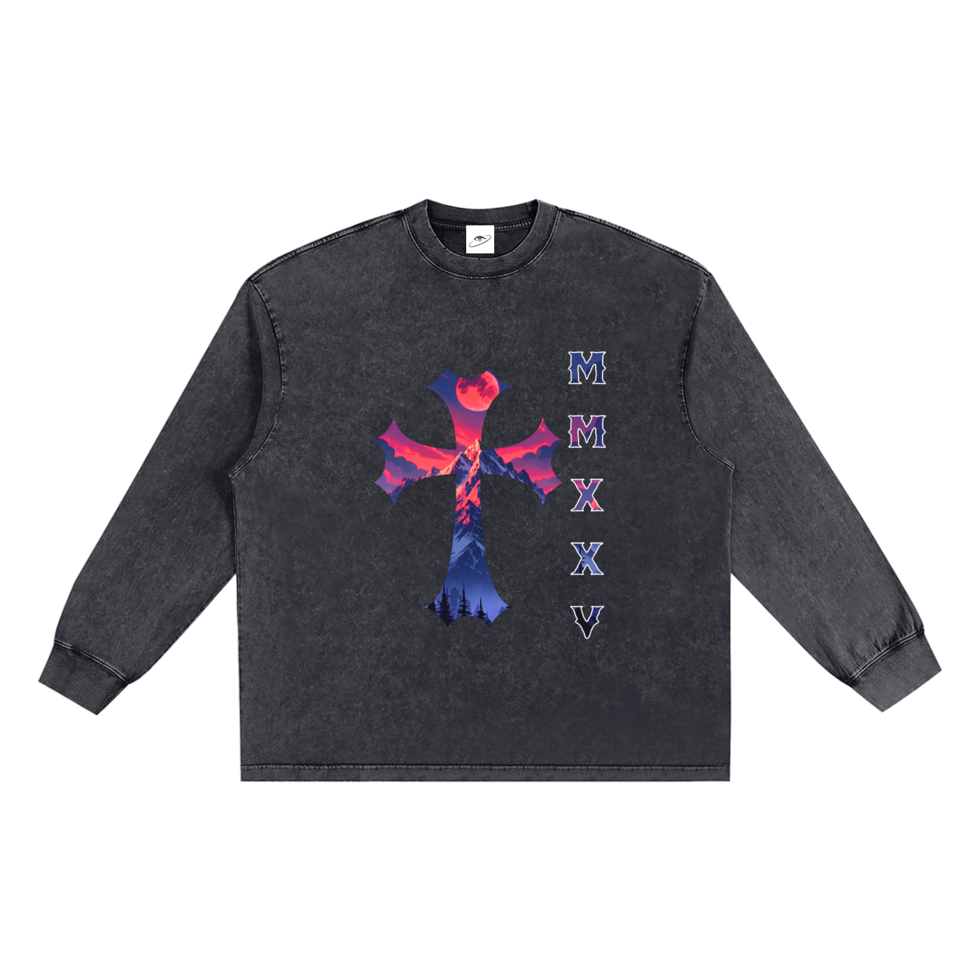 T-shirt oversize à manches longues « MMXXV » délavé à la neige | ELEVATEDWEAR