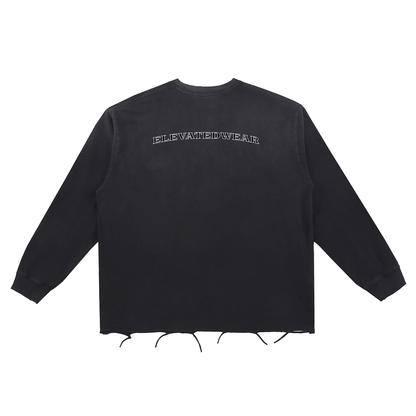 T-shirt en coton à bords bruts « MMXXV » délavé à la neige | ELEVATEDWEAR