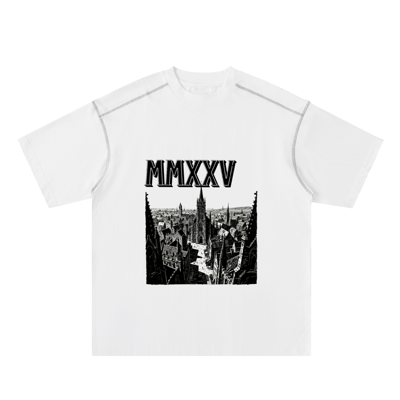 T-shirt oversize en coton à coutures contrastées « MMXXV » | ELEVATEDWEAR