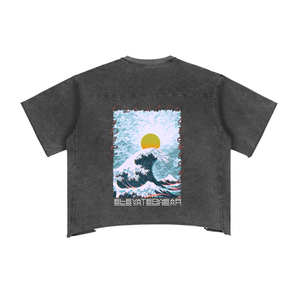T-shirt oversize "boxy" délavé à bords francs « ELEVATE » | ELEVATEDWEAR