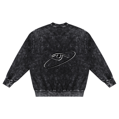Sweat-shirt effiloché à la main « MMXXV » de qualité supérieure, délavé à la neige | ELEVATEDWEAR