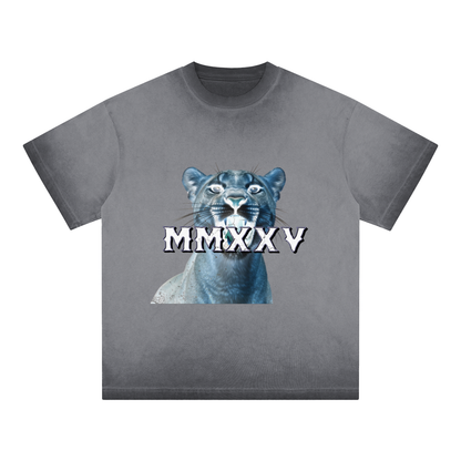 "MMXXV" Reverse Dyed Loose Cotton T-Shirt | ELEVATEDWEAR
