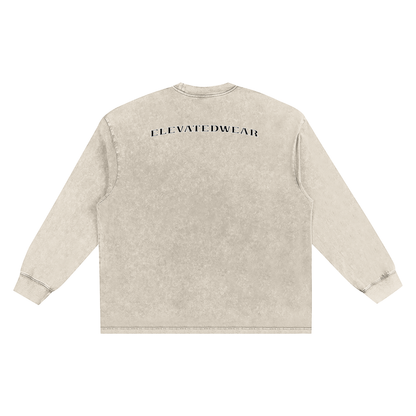 "MMXXV" Snow Washed Oversize Long Sleeve T-shirt | ELEVATEDWEAR