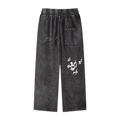 Pantalon Jogger droit délavé à l'acide « MMXXV » de qualité supérieure | ELEVATEDWEAR