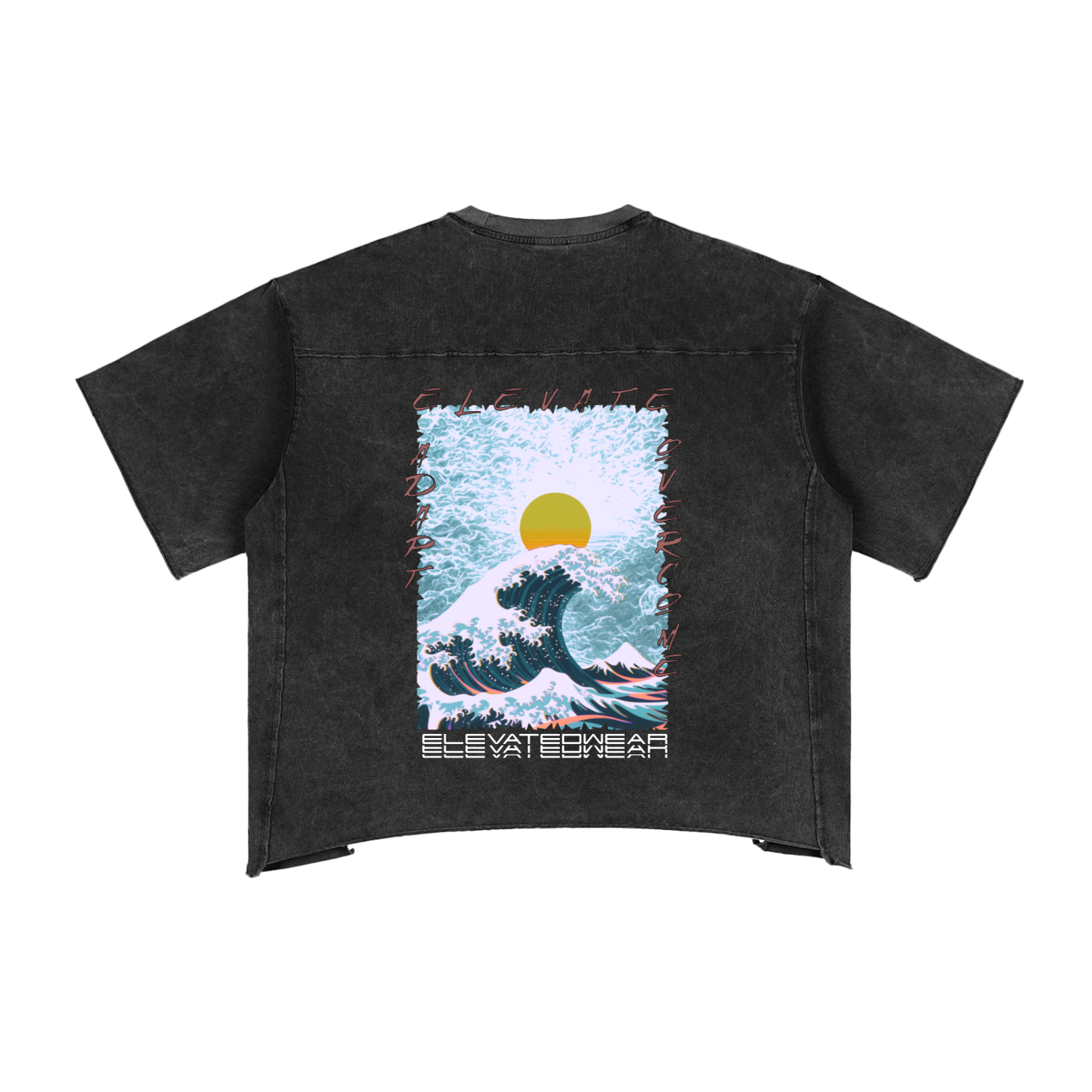 T-shirt oversize "boxy" délavé à bords francs « ELEVATE » | ELEVATEDWEAR