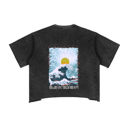 T-shirt oversize "boxy" délavé à bords francs « ELEVATE » | ELEVATEDWEAR